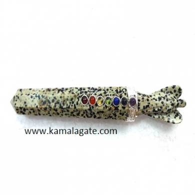 Dalmation Jasper Healing Wand With Crystal Angel