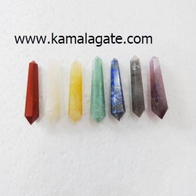 Seven Chakra Double Terminated Pencil Point Set