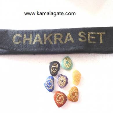 Engraved Pub Heartz Chakra sets With Valvet Purse