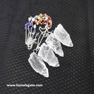 Crystal Quartz Cluster Pendulum With Chakra Chain