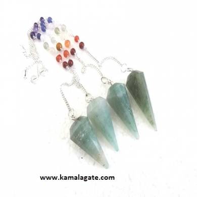 Faceted Green Aventurine Pendulums With Chakra Chain