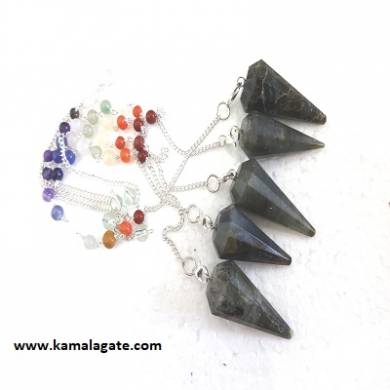 Faceted Labrodolite Pendulums With Chakra Chain