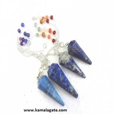 Faceted Lapiz Lazuli Pendulums With Chakra Chain