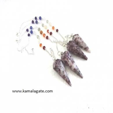 Faceted Lepedolite Pendulums With Chakra Chain