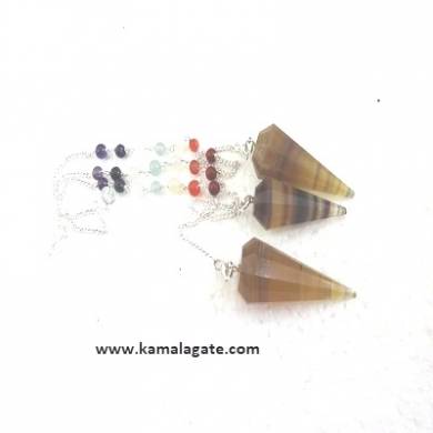 Faceted Multi Flourite Pendulums With Chakra Chain