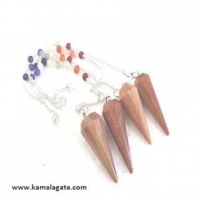 Faceted Peach Aventurine Pendulums With Chakra Chain