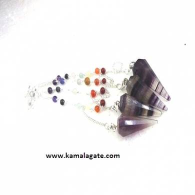 Faceted Purple Flourite Pendulums With Chakra Chain