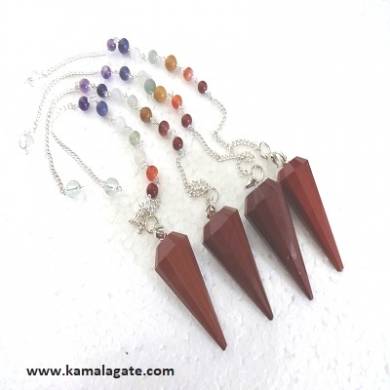 Faceted Red Jasper Pendulums With Chakra Chain