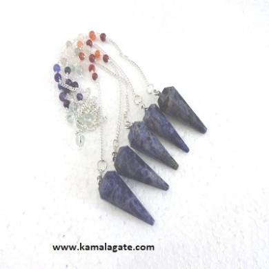 Faceted Sodalite Pendulums With Chakra Chain