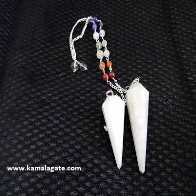 Faceted White King Pendulums With Chakra Chain
