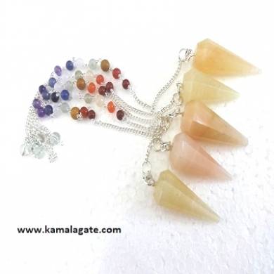 Faceted Yellow Aventurine Pendulums With Chakra Chain