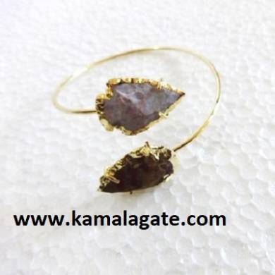 Fancy Agate Arrowheads Bangles (Golden)