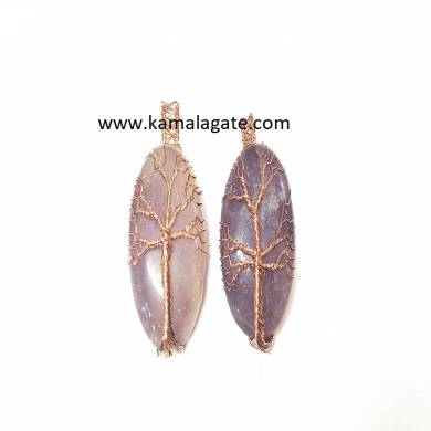 Amethyst Tree Of Life Copper Wire Wrap Pendants