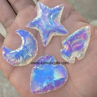 Rainbow crystal glass opal angel aura crystal arrowheads star moon shape crystals