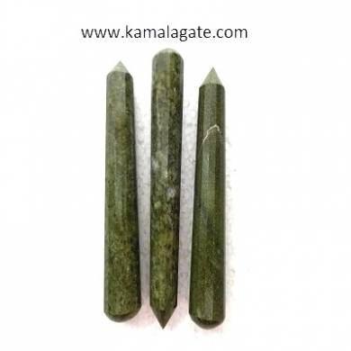 Grass Jasper Faceted Massage Wands 