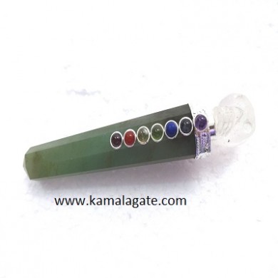 Green Aventurine Healing Wand With Crystal Skulls