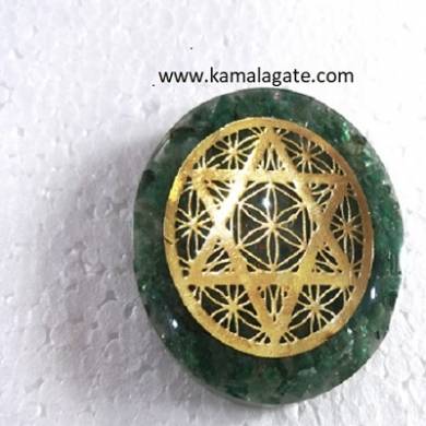 Green Aventurine Orgone Dome With Pentagram Star Symbol