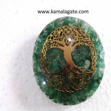 Green Aventurine Orgone Dome With Tree Of Life Symbol