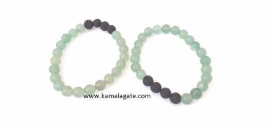 Green Aventurine With Lava Stone Bracelets