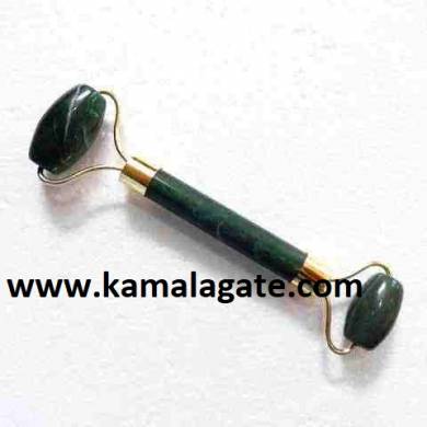 Green Jade Gemstone Massage Roller (Golden)