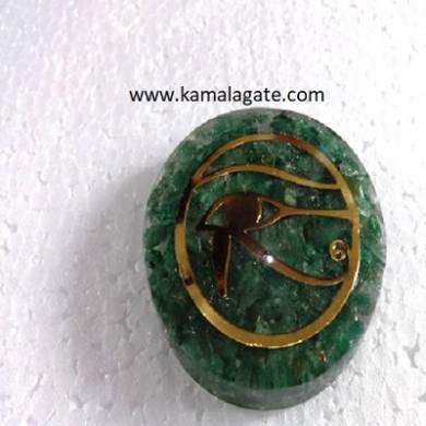Green aventurine orgone dome with eye of horus symbol