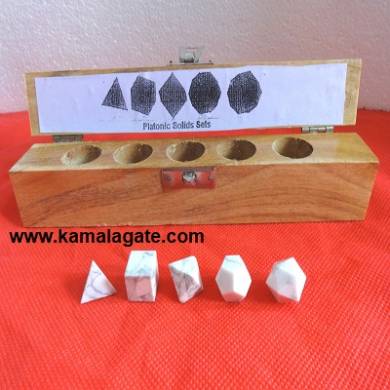 Howlite Five Pieces Geometry Sets With Wooden Box