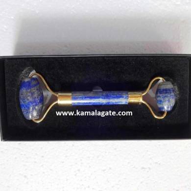 Lapiz Lazuli Gemstone Massage Roller With Box (Golden)