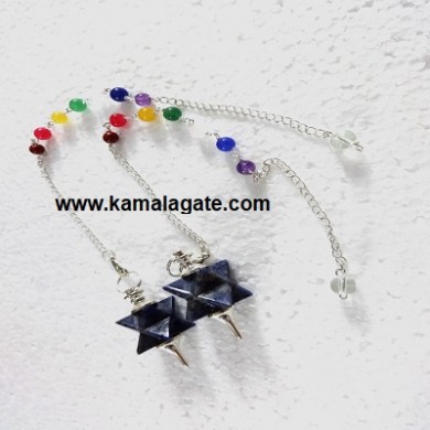 Lapiz Lazuli Merkaba Star Pendulum With 7Chakra Chain