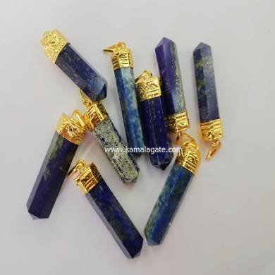 Lapiz Lazuli Gemstone Metal Golden Can Pendant