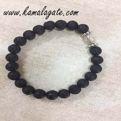 Lava Beaded Bracelet with Buddha Head