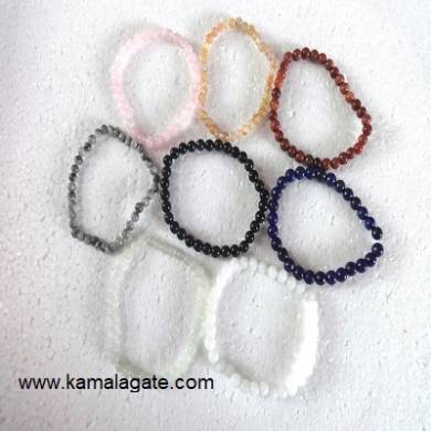 Mix Stone Gemstone 6mm Beads Elastic Bracelets