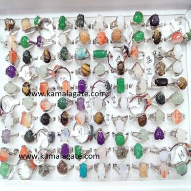 Mix Gemstone Imitation Silver Rings