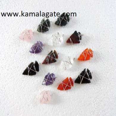 Mix Gemstone Wire Wrap Arrowheads Pendents