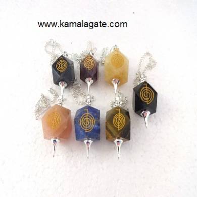 Mix Stone Cho Ko Reiki Pendulum (SILVER)