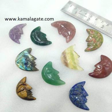 Assorted Gemstone Moon Faces
