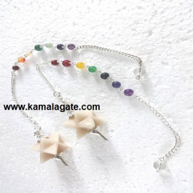 Moonstone Merkaba Star Pendulum With 7Chakra Chain