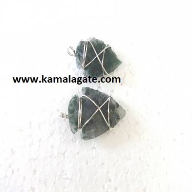 Moss Agate Wire Wrap Arrowheads Pendents