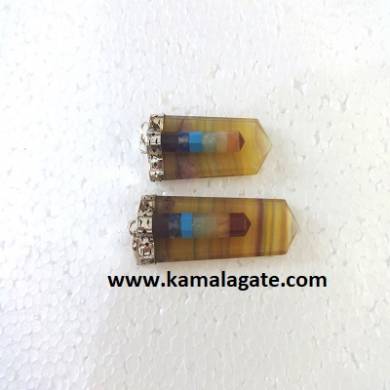 Multi Flourite Chakra Bonded with Flat Pendents