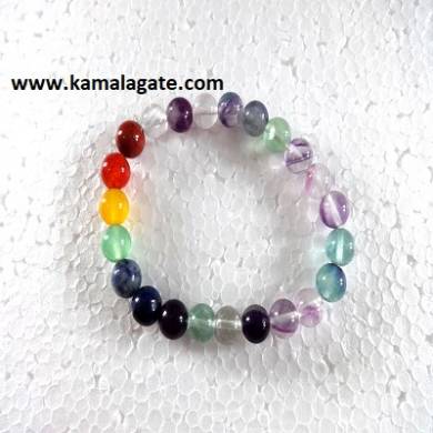 Multi Flourite Plain Elastic Chakra Bracelets