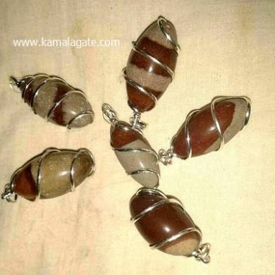 Natural River Stone Narmada Lingam Wire wrap Pendants