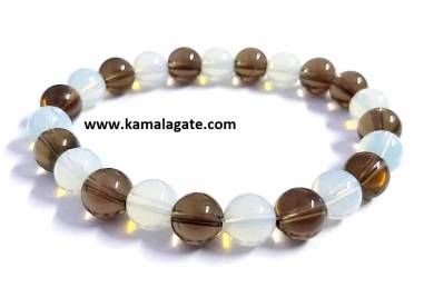 Opalite & Smokey Quartz Combination 8mm Beads Bracelets