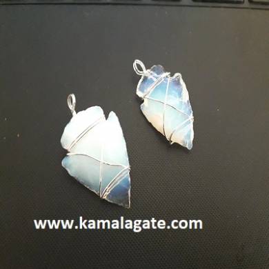 Opalite Wire Wrap Arrowheads Pendent