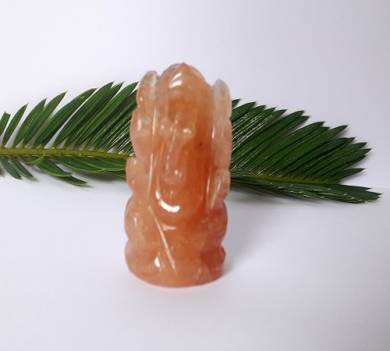 Orange Aventurine Gemstone Carved Ganesha