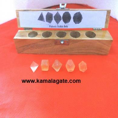 Orange Senolite Five Pieces Geometry Sets With Wooden Box