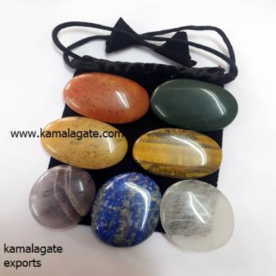 Seven Chakra Oval Shape Gemtsone With Velevt Bag