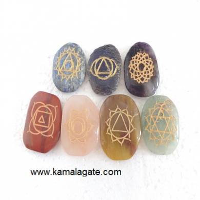 Engraved Palm Stone Chakra Sets