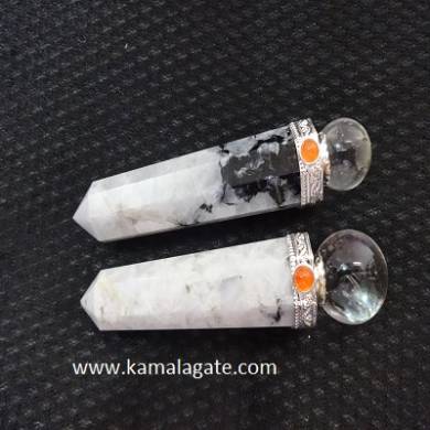 Rainbow Moonstone Healing Wands With Crystal Ball