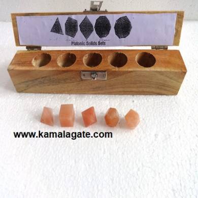 Red Aventurine Five Pieces Geometry Sets With Wooden Box