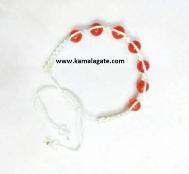 Red Carnelian & Crystal Quartz Bracelet With Cotton String