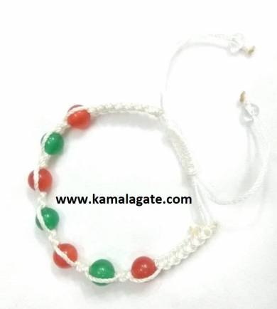 Red Carnelian & Green Aventurine Combination Bracelet With Cotton String